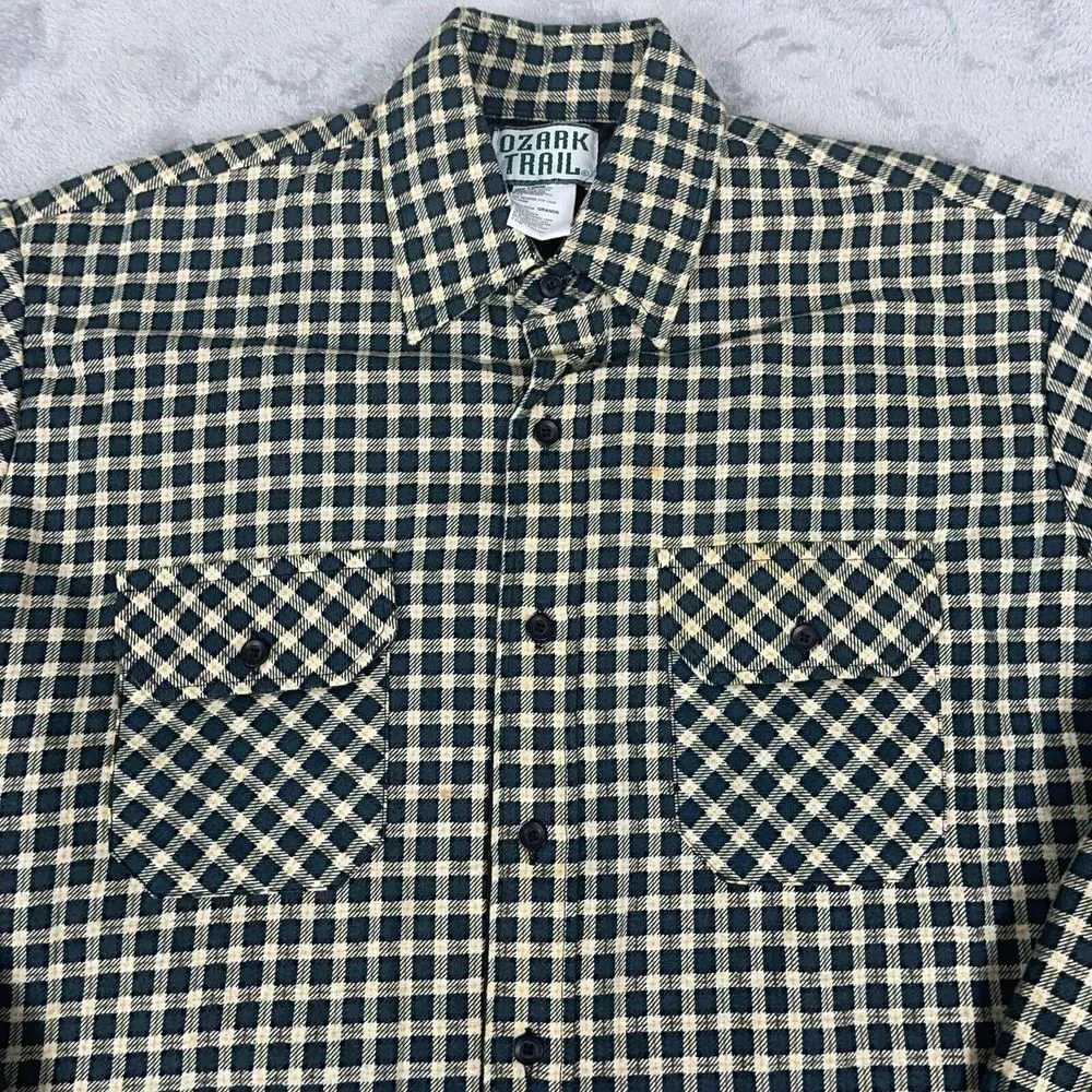 VTG Ozark Trail Quilted Lined‎ Flannel Long Sleeve Shirt Jacket Size Large